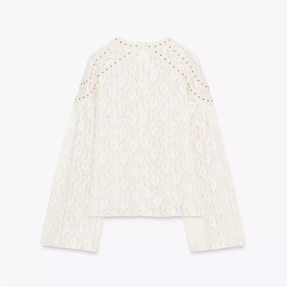 ZARA BOHO STUDDED LACE TOP